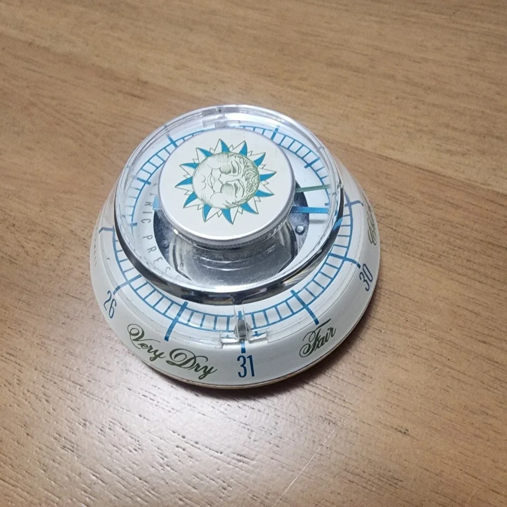 Vintage  Honeywell Desktop Barometer Man In The Moon Sun Celestial Atomic Shape.